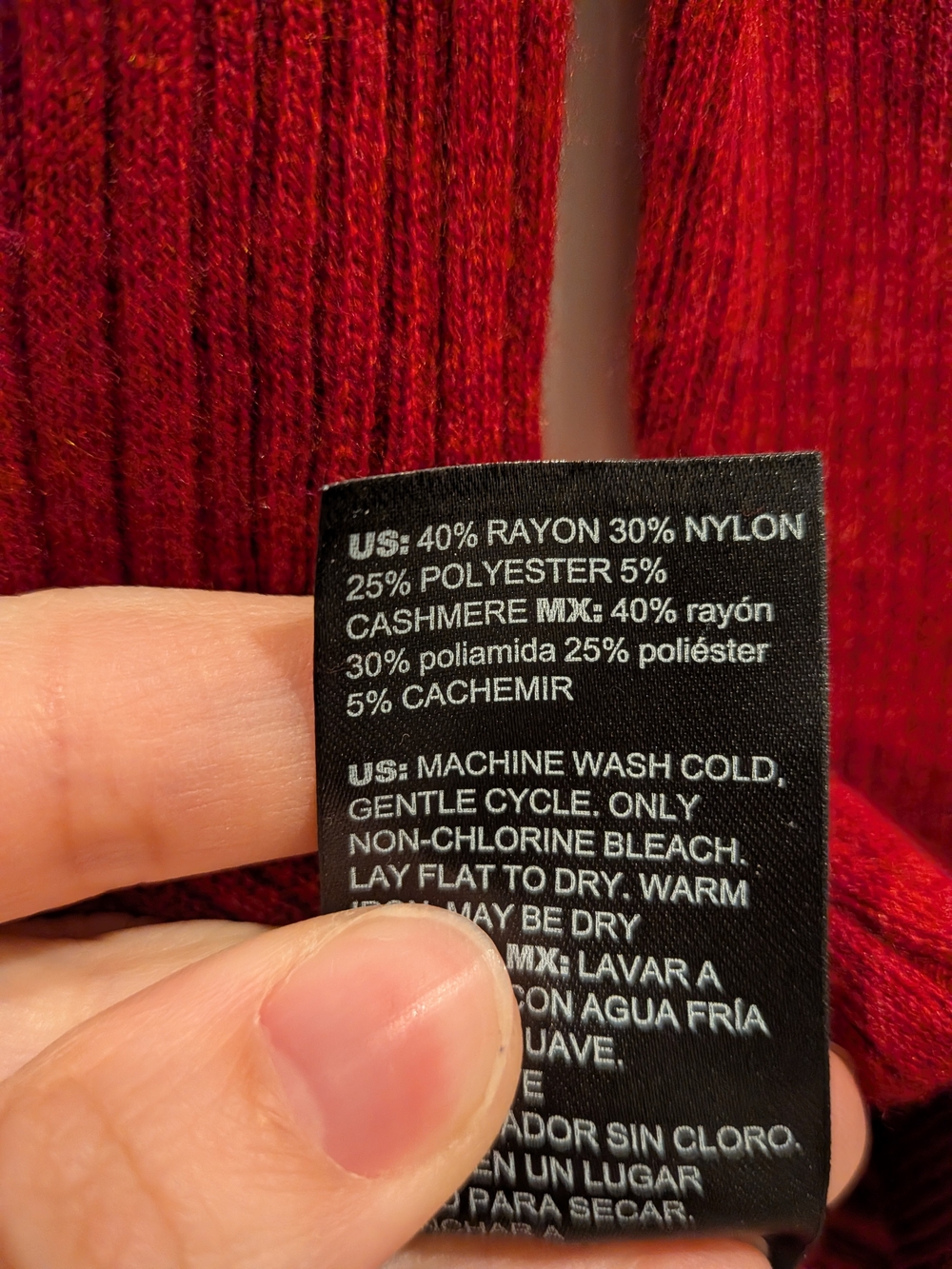 White House Black Market Red Ribbed V-Neck Sweater - Picture 4 of 5